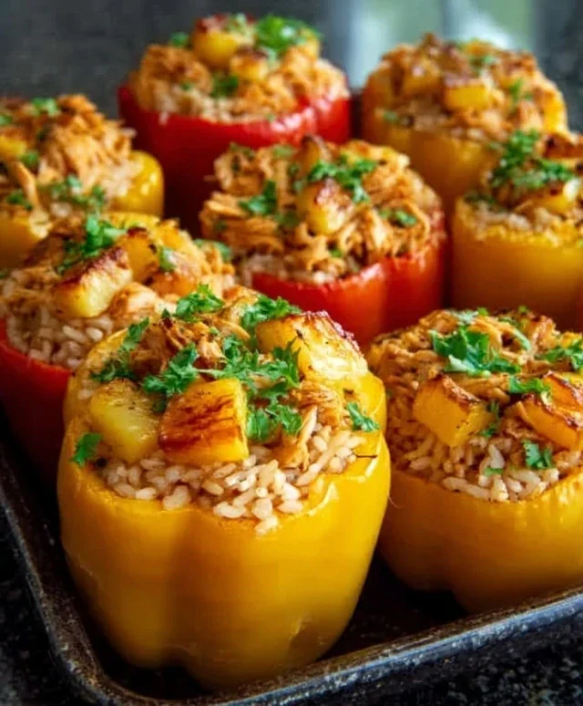 Teriyaki Pineapple Chicken and Rice Stuffed Peppers: A Sweet and Savory Meal