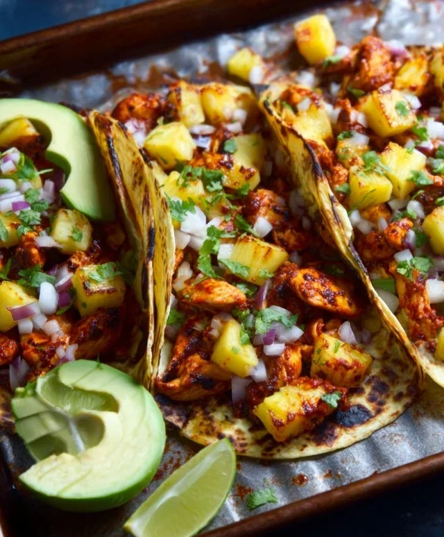 One Pan Chicken & Pineapple Tacos