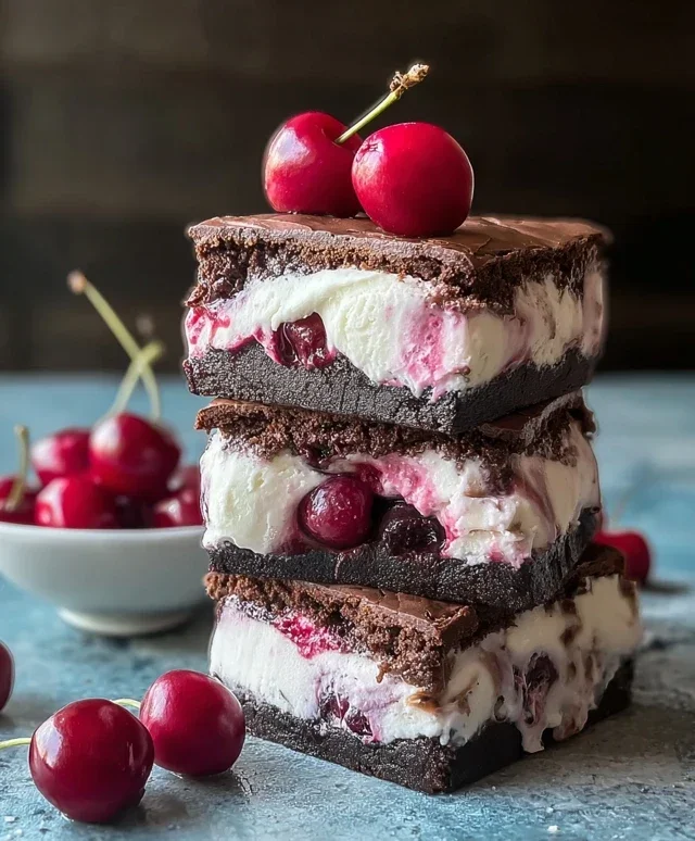 Cherry Brownie Ice Cream Sandwiches