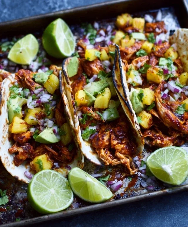 One Pan Chicken & Pineapple Tacos