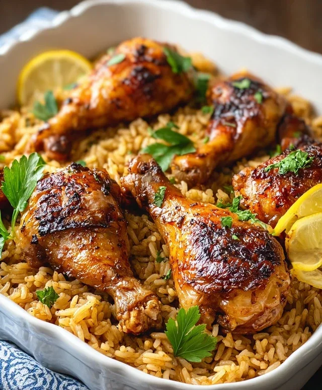 Baked Chicken Legs and Rice