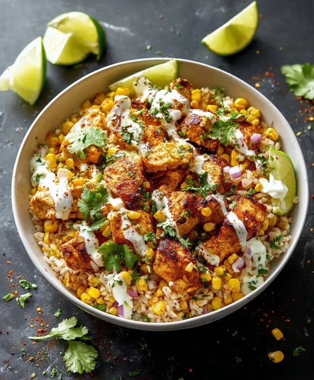 Street Corn Chicken Rice Bowl