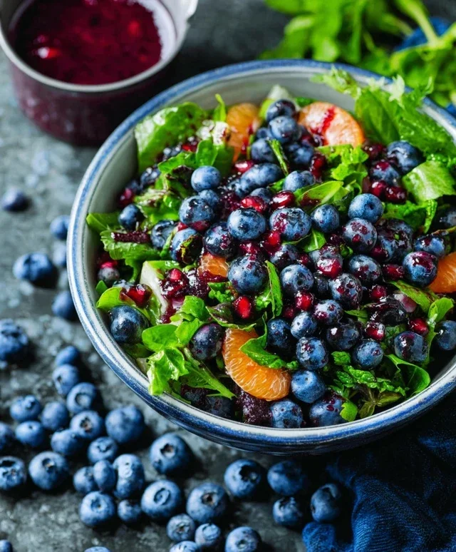 Cranberry Blueberry Salad with Blueberry Balsamic Dressing