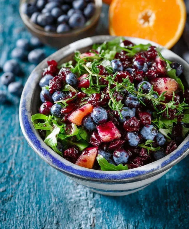 Cranberry Blueberry Salad with Blueberry Balsamic Dressing