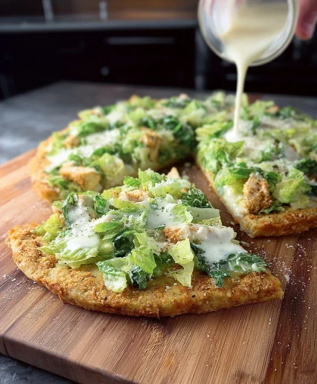 Viral Chicken Crust Caesar Salad Pizza