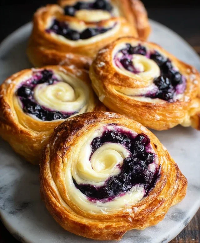 Swirled Blueberry Cream Cheese Danish