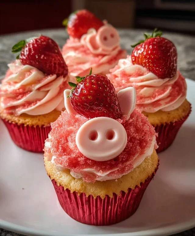 Strawberry Piggy Cupcakes