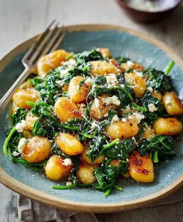 Crispy Gnocchi With Spinach And Feta