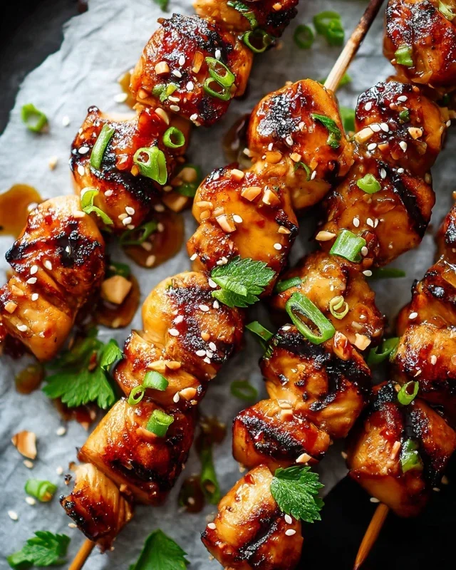 Easy Grilled Asian Chicken Skewers with Honey Garlic Sauce