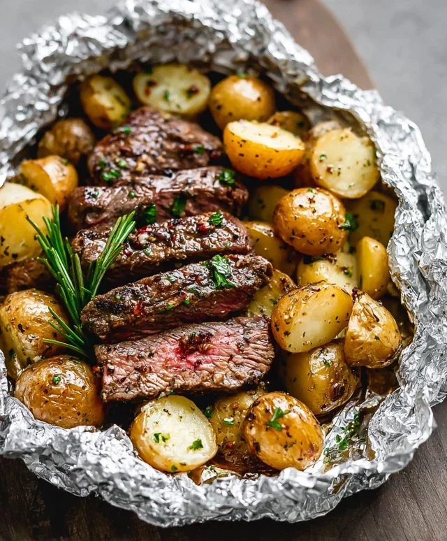 Garlic Steak & Potato Foil Packs