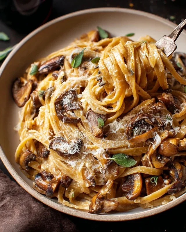 Caramelized Leek and Mushroom Gruyere Pasta