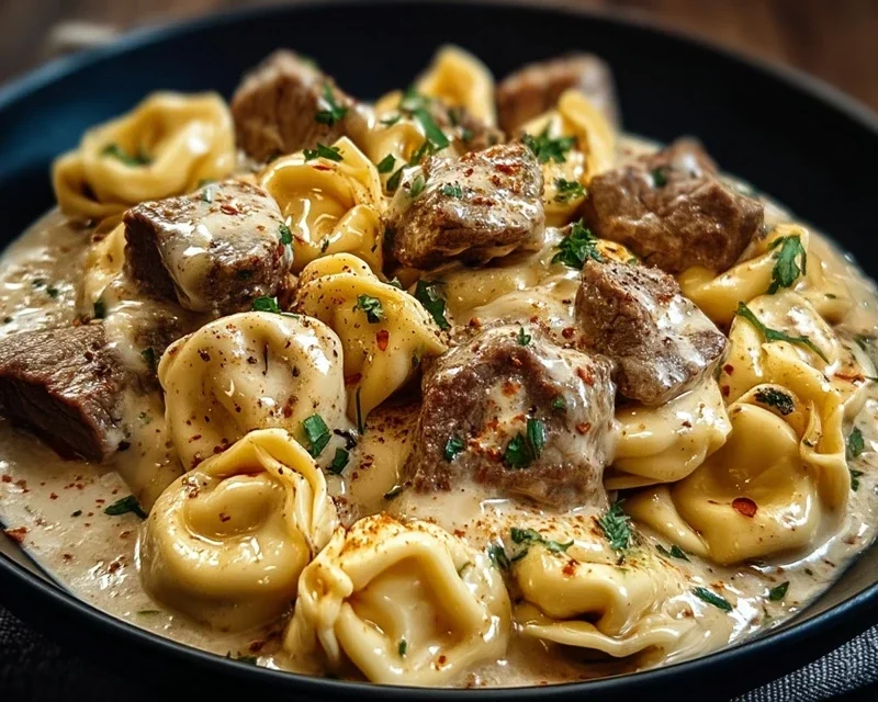 Cracked Garlic Steak Tortellini in Creamhouse Sauce Bliss