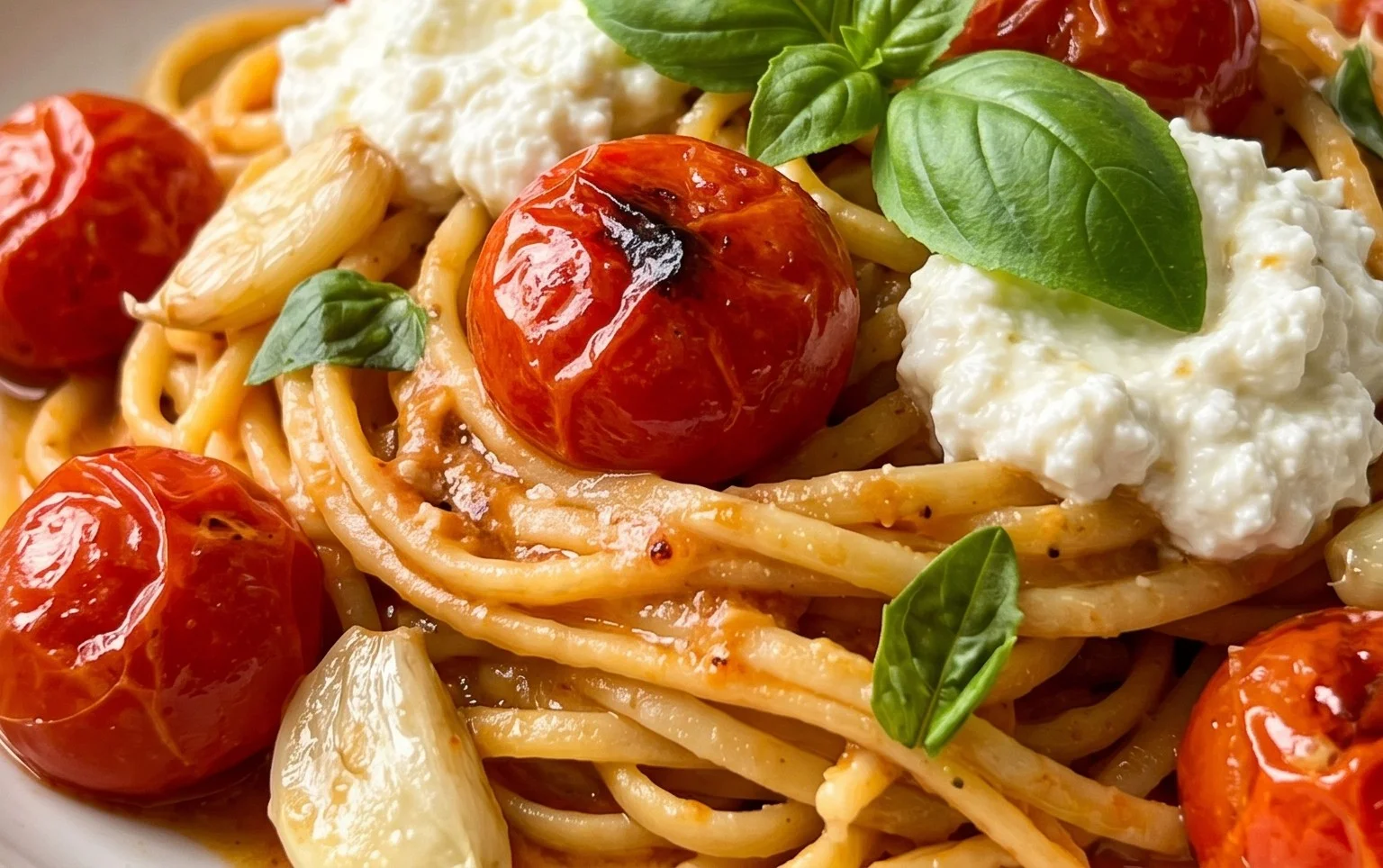 Roasted Tomato and Garlic Ricotta Pasta