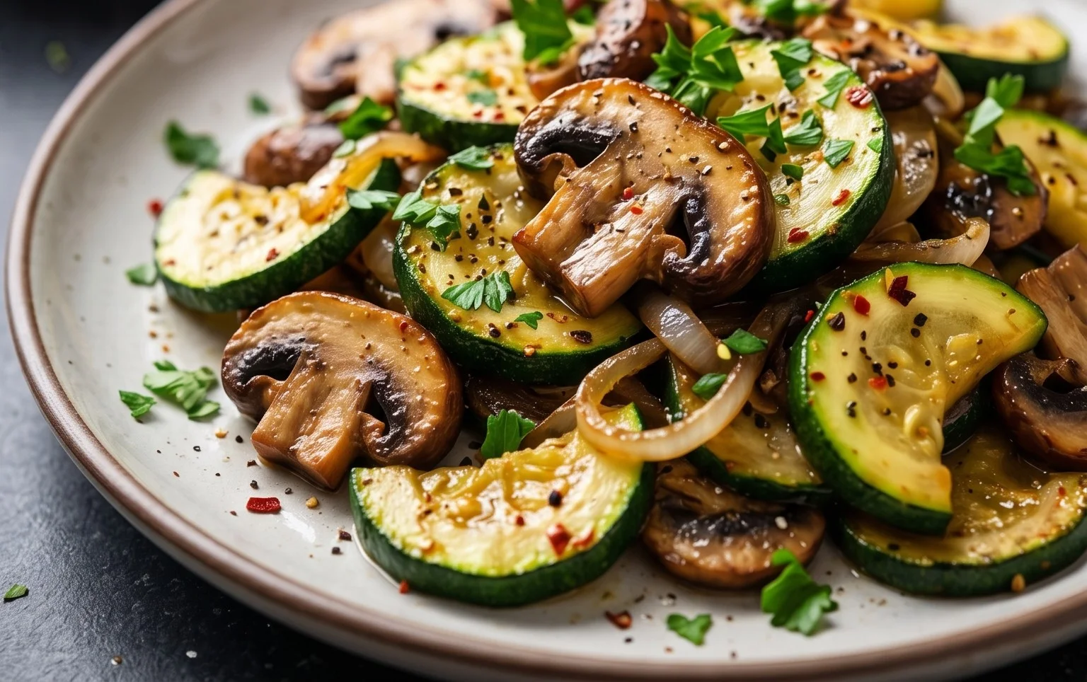 Skillet Zucchini and Mushrooms