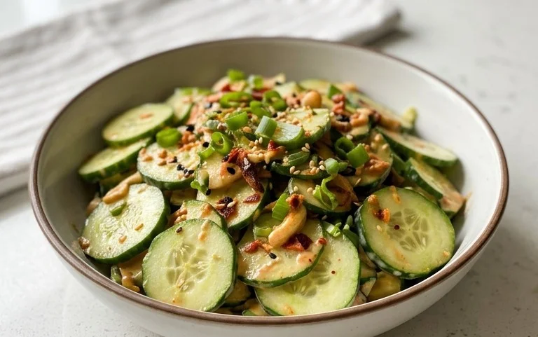Creamy Asian Cucumber Salad Bowl