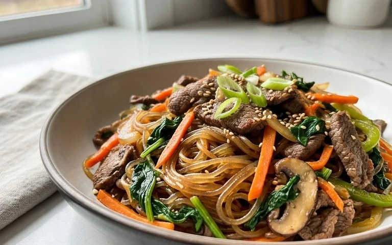 Japchae (Korean Glass Noodle Stir Fry)
