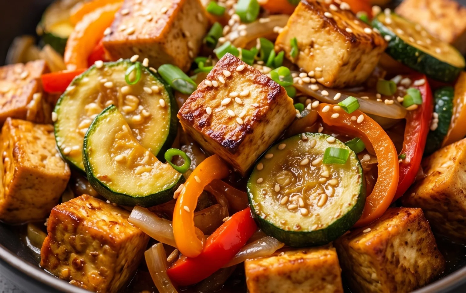 Zucchini Stir Fry With Tofu (Vegan)