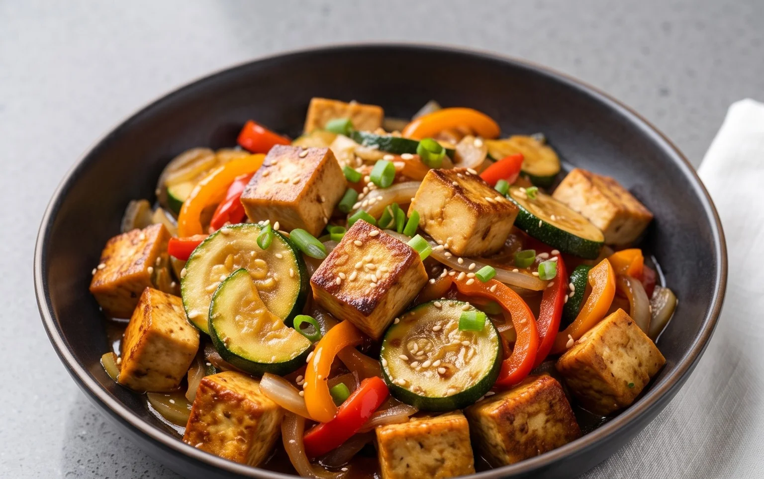 Zucchini Stir Fry With Tofu (Vegan)