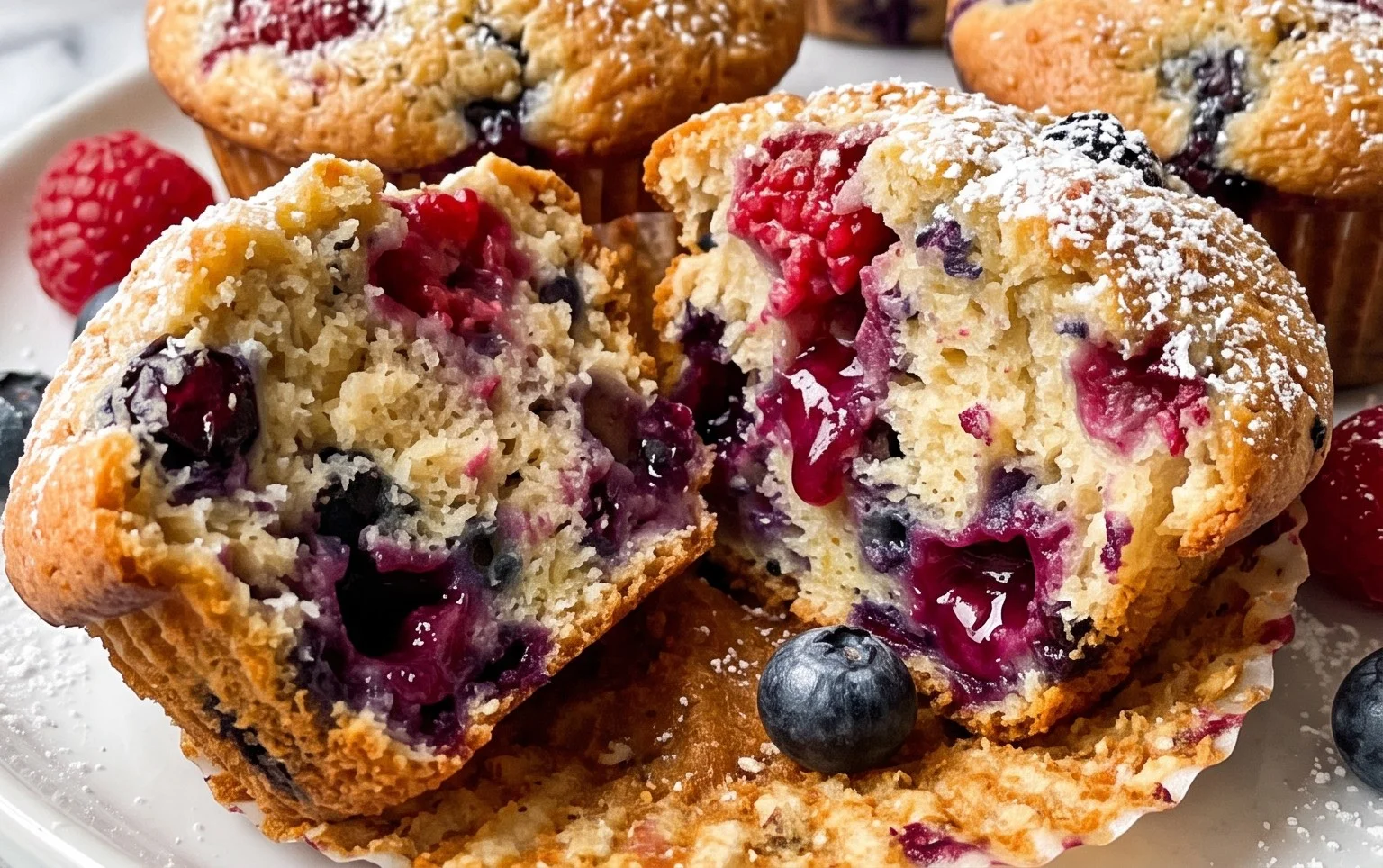 Bakery Style Mixed Berry Muffins | with Frozen Berries