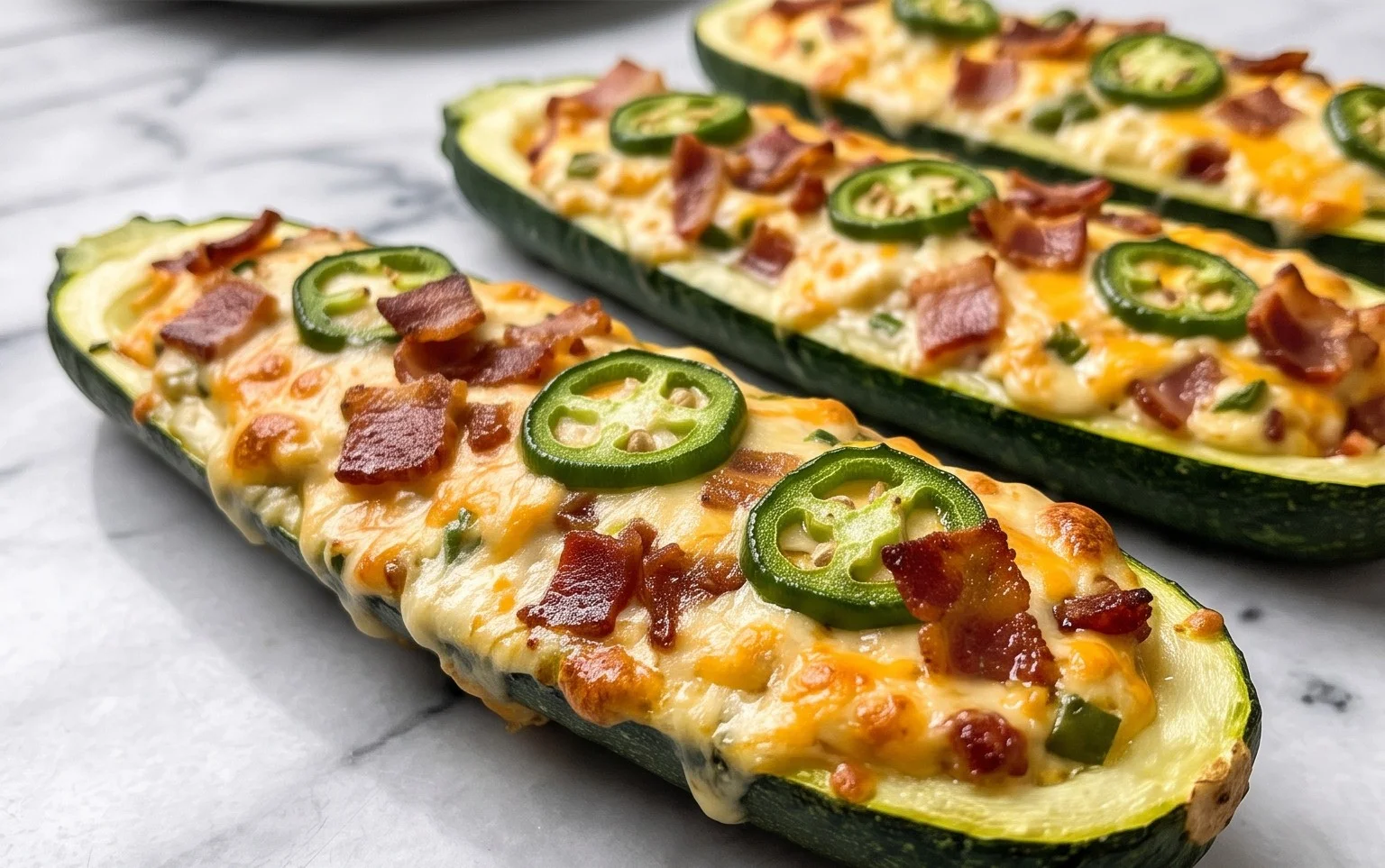 Jalapeno Popper Zucchini Boats