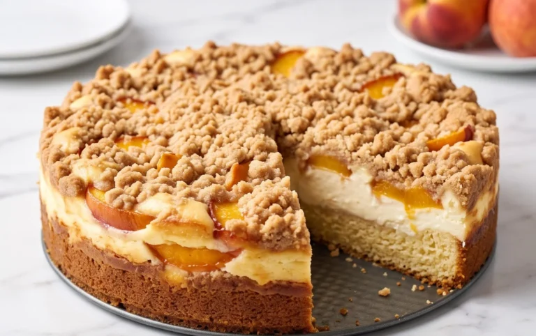 Peach Cream Cheese Cake with Streusel Topping