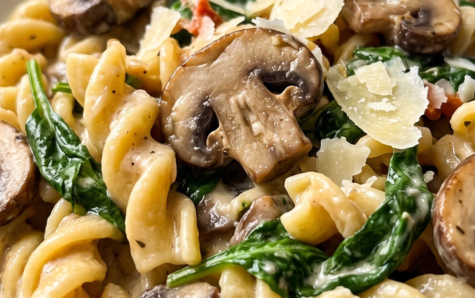 Parmesan Spinach Mushroom Pasta Skillet