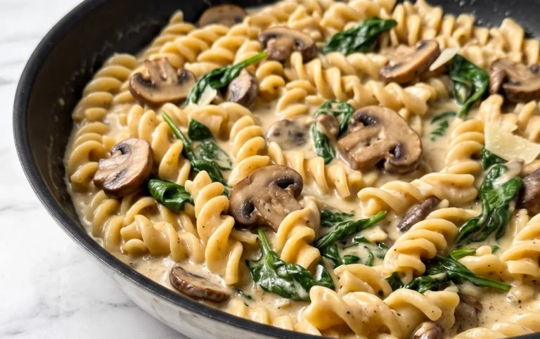 Parmesan Spinach Mushroom Pasta Skillet