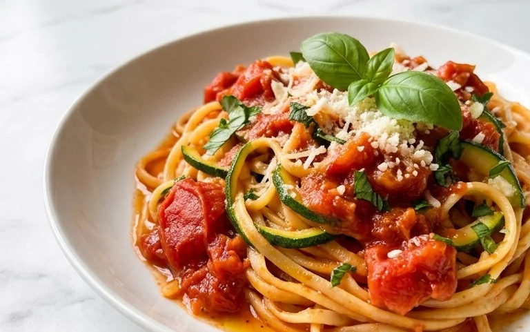 Healthy Tomato Zucchini Pasta