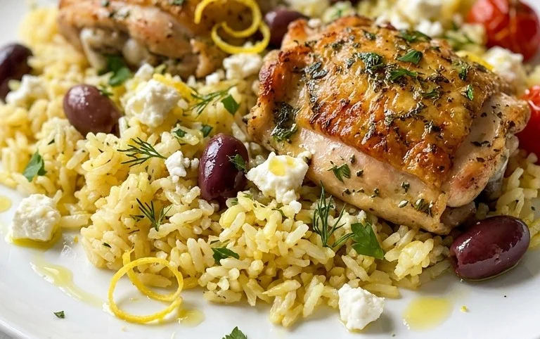 Greek Chicken and Lemon Rice (30 Minutes, One-Pot)