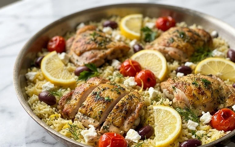 Greek Chicken and Lemon Rice (30 Minutes, One-Pot)