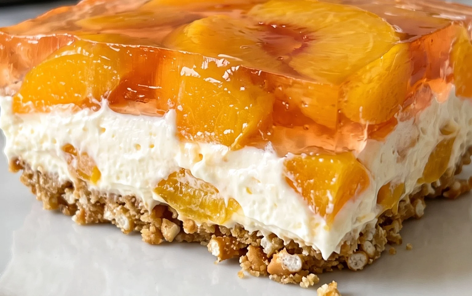 Peach Pretzel Salad Dessert