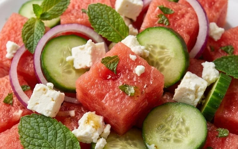 Watermelon Salad with Cucumber and Feta