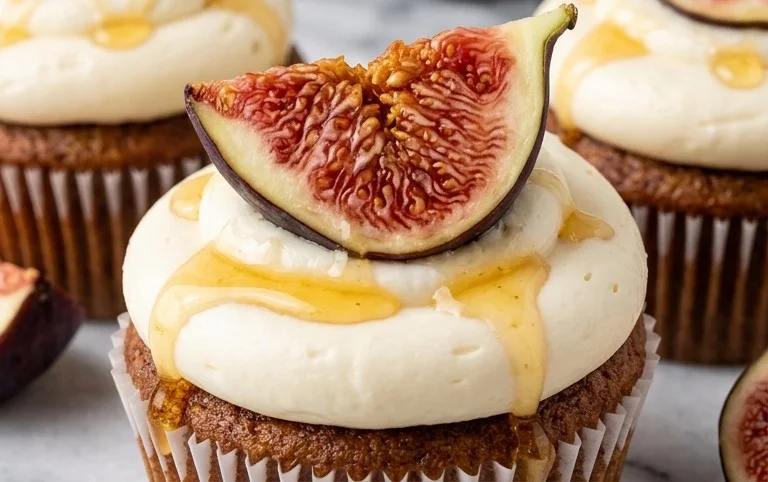 Fig Cupcakes with Honey Cream Cheese Frosting