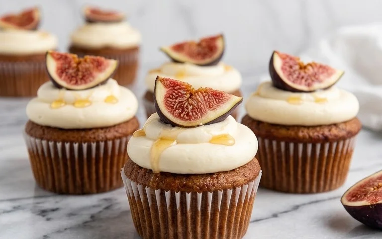 Fig Cupcakes with Honey Cream Cheese Frosting