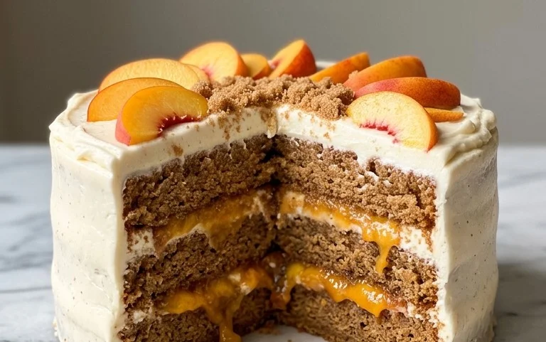 Brown Sugar Layer Cake with Peach Filling
